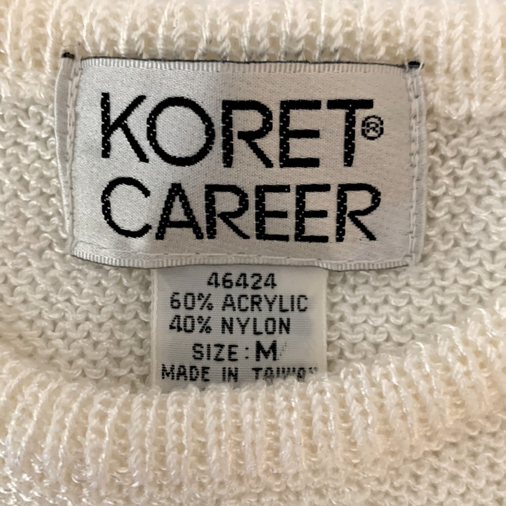 Koret Career Vintage White Knit Short Sleeve Sweater Blouse Size M - Picture 3 of 8